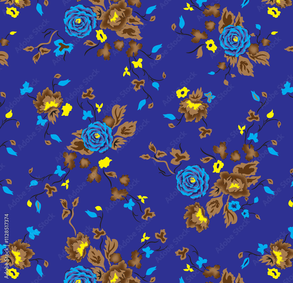 Seamless floral pattern with leaves ,botanical flowers with abstract allover design and background texture Seamless floral pattern with leaves ,botanical flowers with abstract allover design and background texture