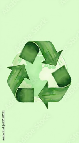 Watercolor Green Recycle Arrows. World Earth Day, Green arrow eco, ecology concept