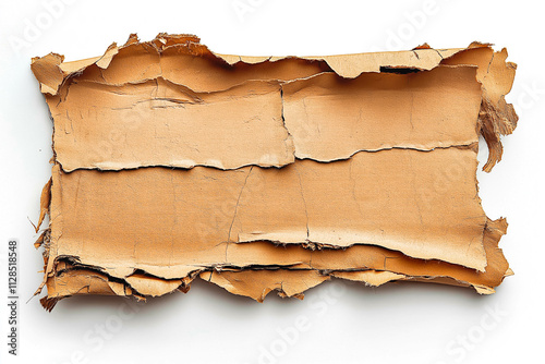 Brown Cardboard paper piece isolated on white background