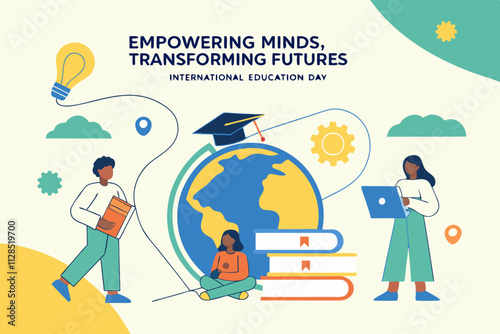 International Education Day with slogan "Empowering Minds, Transforming Futures – International Education Day" vector illustration