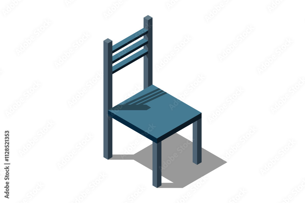 Isometric chair. Wooden chair. Chair icon in isometric style. Isometric furniture. Vector illustration Isometric chair. Wooden chair. Chair icon in isometric style. Isometric furniture. Vector illustration