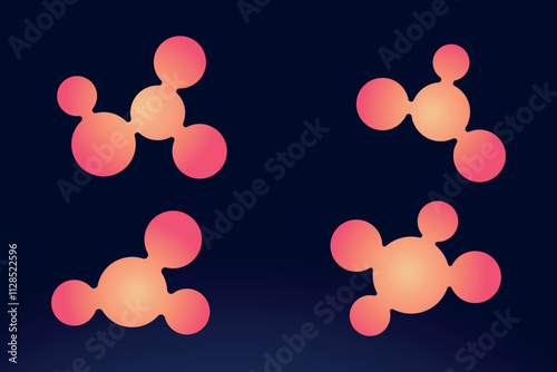 Set of colorful metaballs with abstract geometric shapes. Connected figures of liquid molecules. Morph vector design element for banner, collage, logo.