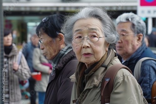 Unidentified Japanese senior woman in Tokyo, Japan.