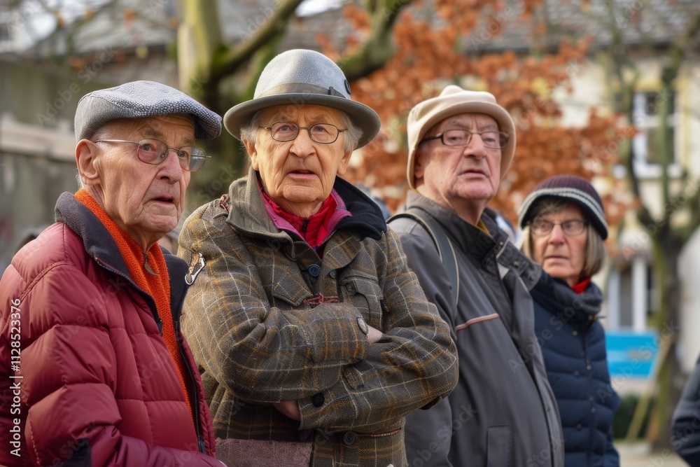 Elderly people on the street of the old town in Germany Elderly people on the street of the old town in Germany