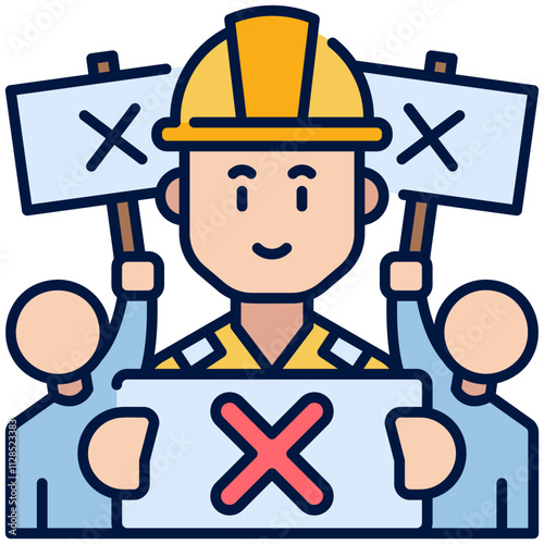 labour Protest Filled Line Icon