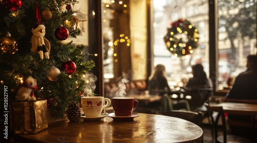 coffee shop in the restaurant with christmas decorations