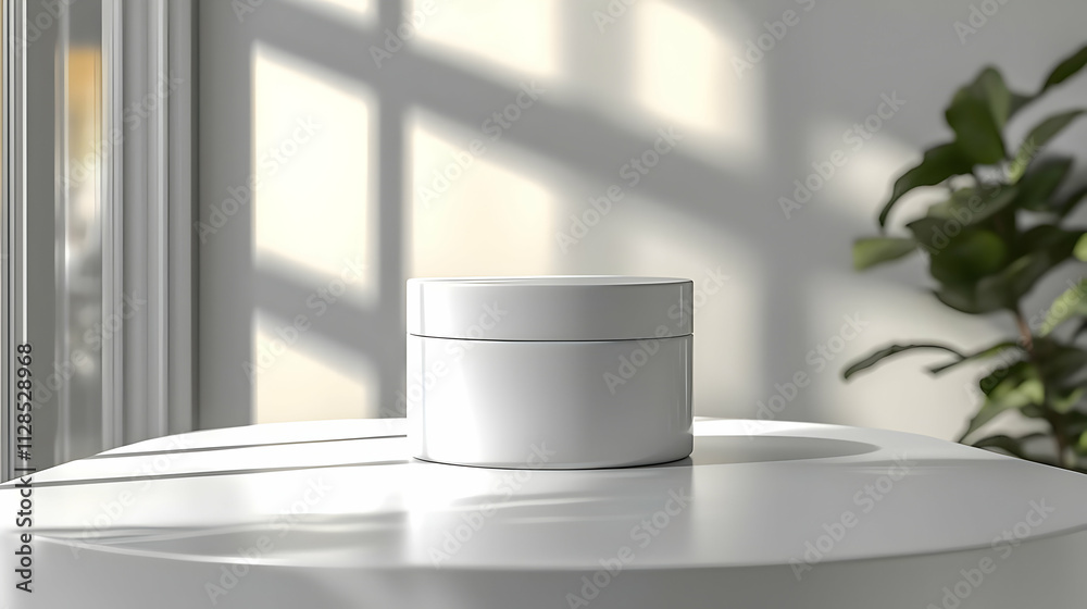 Blank White Jar Mockup: Product Display, Sunlight, Minimalist Aesthetic Blank White Jar Mockup: Product Display, Sunlight, Minimalist Aesthetic