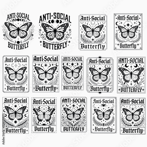 Anti-social Butterfly SVG, Antisocial SVG, Antisocial butterfly svg, Tarot butterfly svg, Sarcastic SVG, Introvert svg, anti-social Svg
