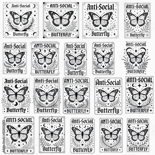 Anti-social Butterfly SVG, Antisocial SVG, Antisocial butterfly svg, Tarot butterfly svg, Sarcastic SVG, Introvert svg, anti-social Svg