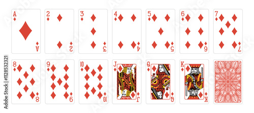 Set of poker cards with isolated on white background. Poker playing cards.