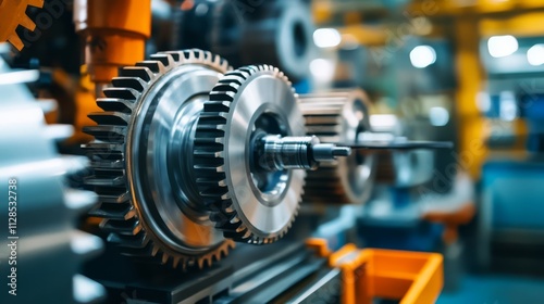 Close-up of industrial machine gears.