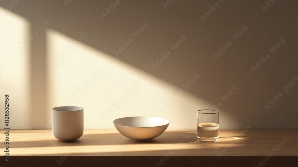 Minimalist Still Life with Bowl Cup and Glass Minimalist Still Life with Bowl Cup and Glass