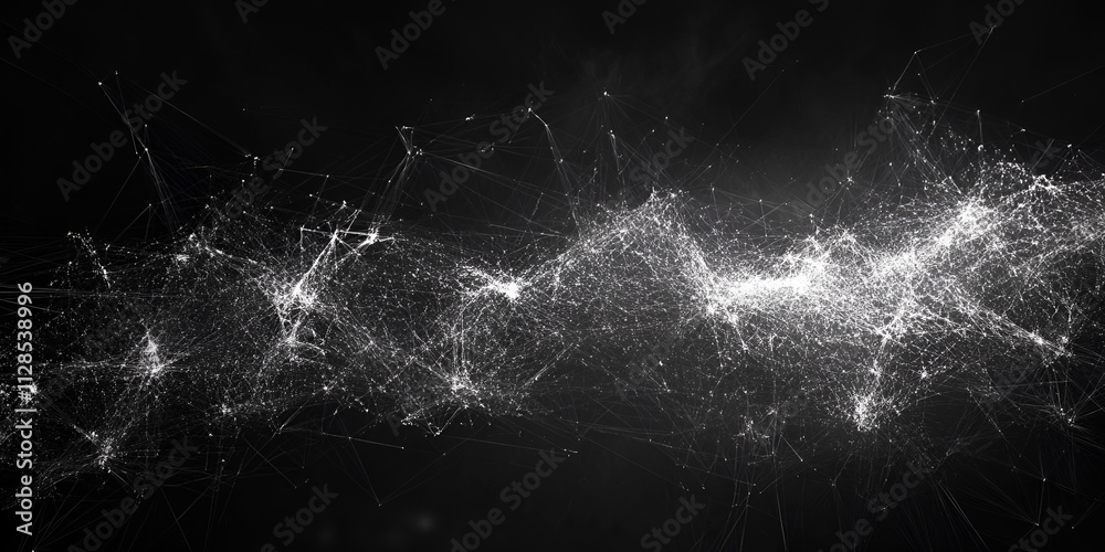 Abstract Portrait of Woman with Digital Network Connections
