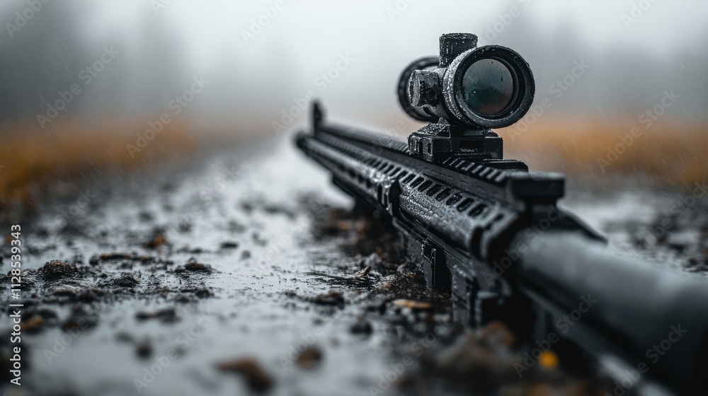 sleek sniper rifle facing left ready to fire with magazine inserted on a white backgroun