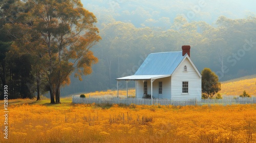 small white church in the prairie of new south wales australia