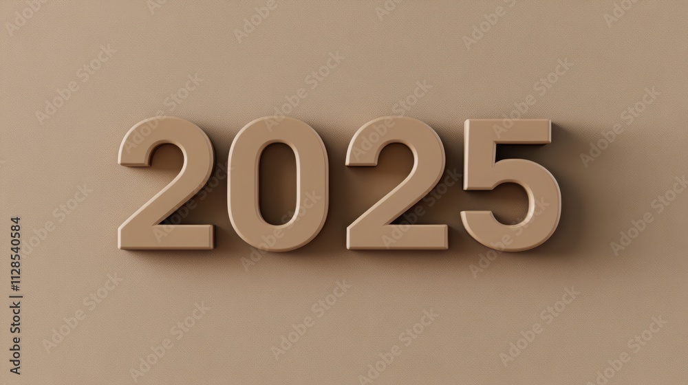 3d render of 2025 in tan on minimalistic brown background 3d render of 2025 in tan on minimalistic brown background