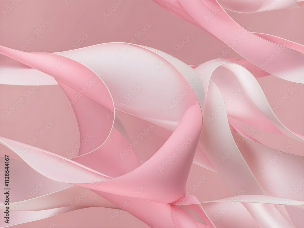 Graceful Pink and White Ribbons Twirling on a Gentle Background. Graceful Pink and White Ribbons Twirling on a Gentle Background.