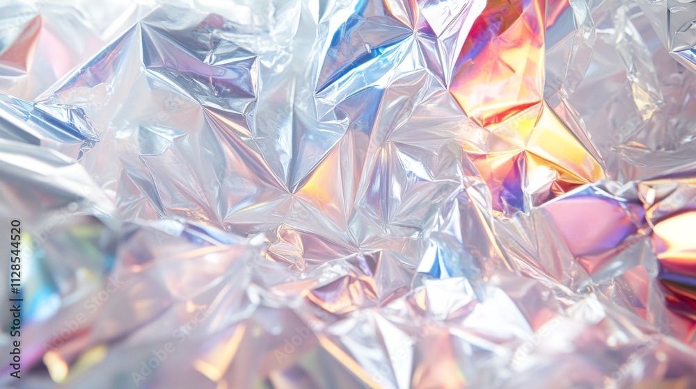 Abstract Iridescent Crinkled Foil Texture Background Abstract Iridescent Crinkled Foil Texture Background