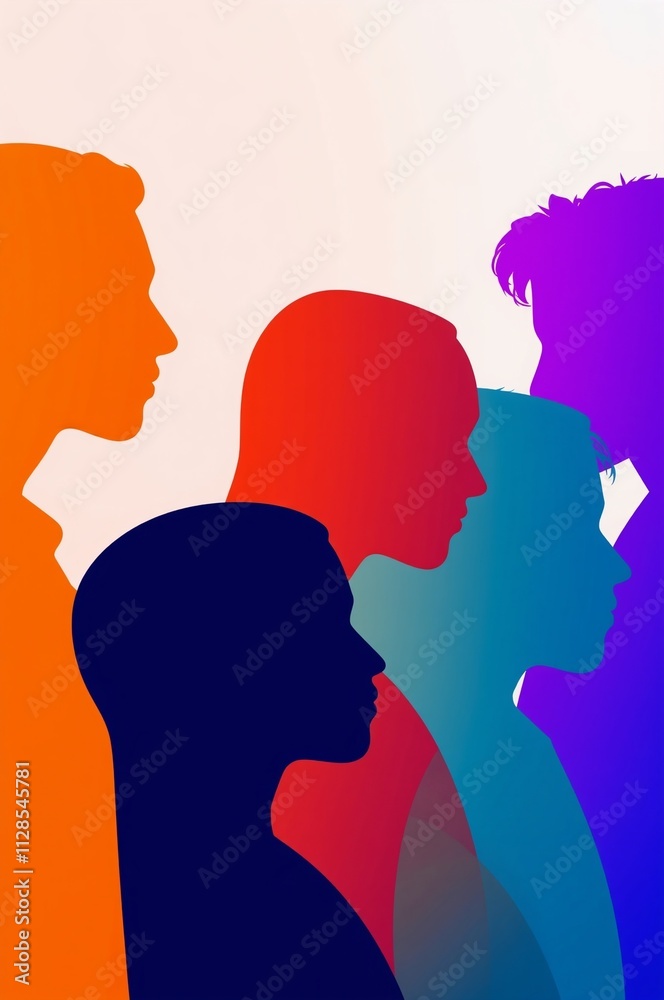 Silhouettes of Diverse Profiles in Gradient Colors Silhouettes of Diverse Profiles in Gradient Colors