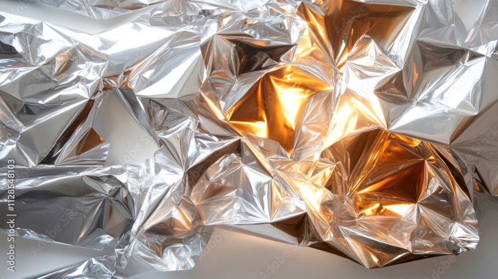 Abstract Silver And Gold Foil Sculpture Abstract Silver And Gold Foil Sculpture