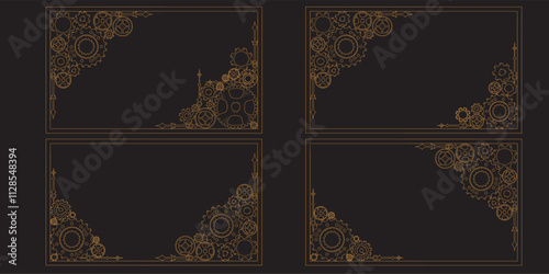 Concept of business progress and teamwork in a hand-drawn colorful gear frame, with doodle sketch-style borders and corners.