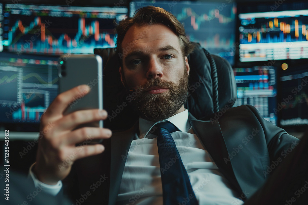 Confident professional banker in a suit standing outdoors in a business environment - Generative AI Confident professional banker in a suit standing outdoors in a business environment - Generative AI