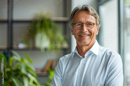 Confident professional banker in a suit standing outdoors in a business environment - Generative AI