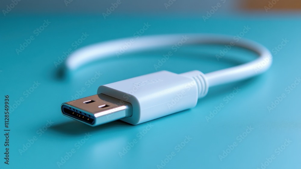 Fototapeta premium the isolated white usb charger cable connector