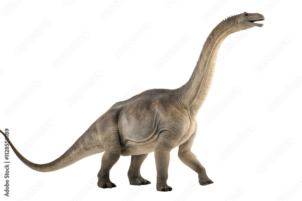 Portrait of a brontosaurus isolated on white background.