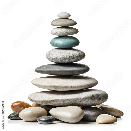 Serene Stack of Balanced Stones: A Symbol of Tranquility and Harmony