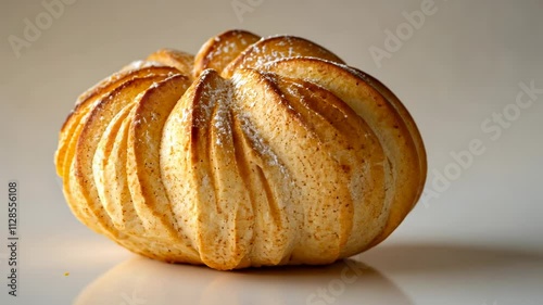 Wallpaper Mural Large, round pastry with powdered sugar on top. The pastry is golden brown and has a spiral shape Torontodigital.ca