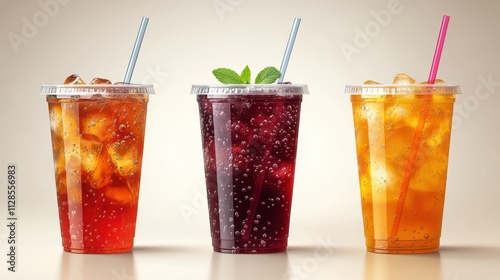 Wallpaper Mural transparent plastic cup cup for takeout with straw and lid realistic mockups of juice ice tea and water bottles an example of a plastic transparent tea and juice container with a dom Torontodigital.ca