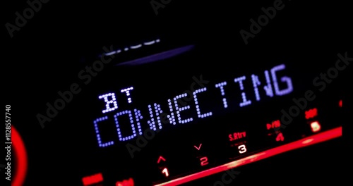 Car stereo display showing bluetooth connection issues progression