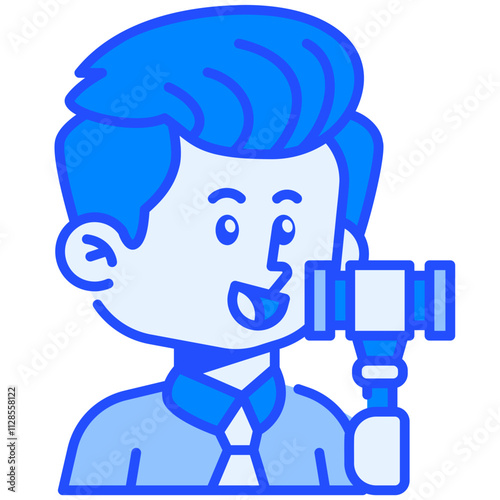 Lawyer Job and Professions Blue Color Icon