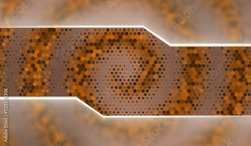 Abstract background featuring matte glass frames over a glowing honeycomb pattern in warm orange and brown tones. The translucent glass effect adds depth and elegance, ideal for modern design projects