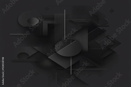 Abstract Dark Spheres Floating in Minimalist Black Background with Glossy Surreal Design