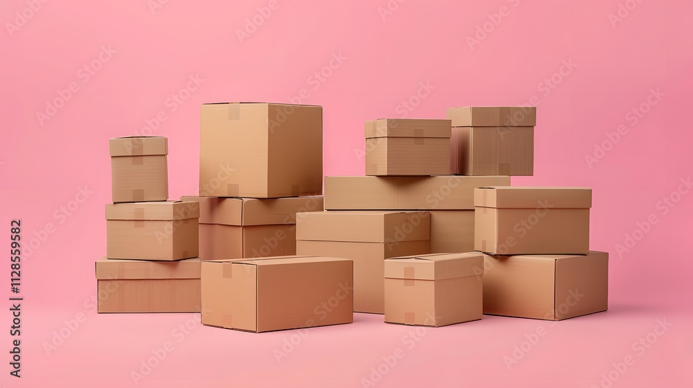 Stacked Cardboard Boxes: Photography of Moving Day and Fresh Beginnings Stacked Cardboard Boxes: Photography of Moving Day and Fresh Beginnings