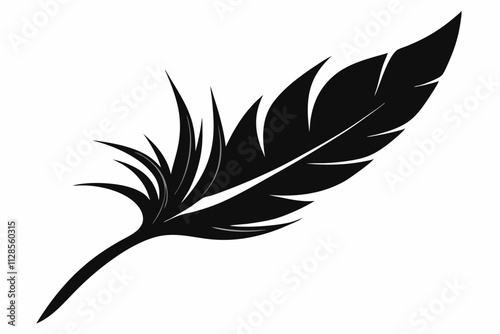 bird feather vector silhouette illustration. Feather Black and White Isolated Icon Vector illustration