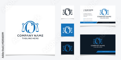 initial letter O justice law firm logo design, business card graphic vector template