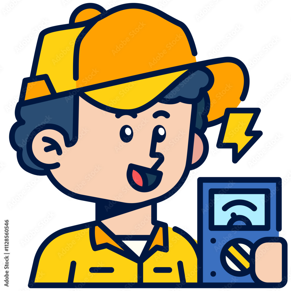 Electrician Job and Professions Filled Line Icon Electrician Job and Professions Filled Line Icon