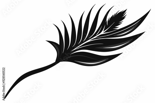 bird feather vector silhouette illustration. Feather Black and White Isolated Icon Vector illustration

