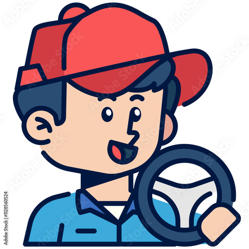 Driver Job and Professions Filled Line Icon