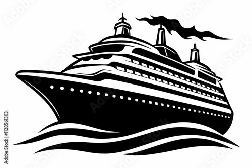 Cruise vector art silhouette illustration. Cruise ship and boat vector icon and ship icon silhouette illustration