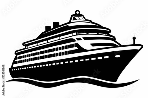 Cruise vector art silhouette illustration. Cruise ship and boat vector icon and ship icon silhouette illustration