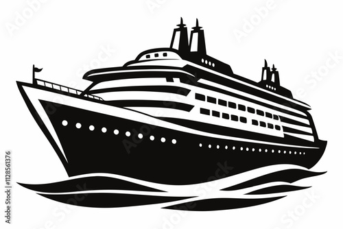 Cruise vector art silhouette illustration. Cruise ship and boat vector icon and ship icon silhouette illustration

