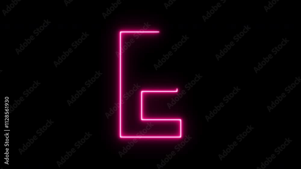 Latter E neon animation on black background Seamless loop. 4K Latter E neon animation on black background Seamless loop. 4K