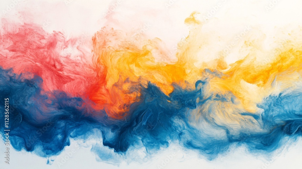 Abstract Swirling Blue Orange and Red Paint Artwork Abstract Swirling Blue Orange and Red Paint Artwork