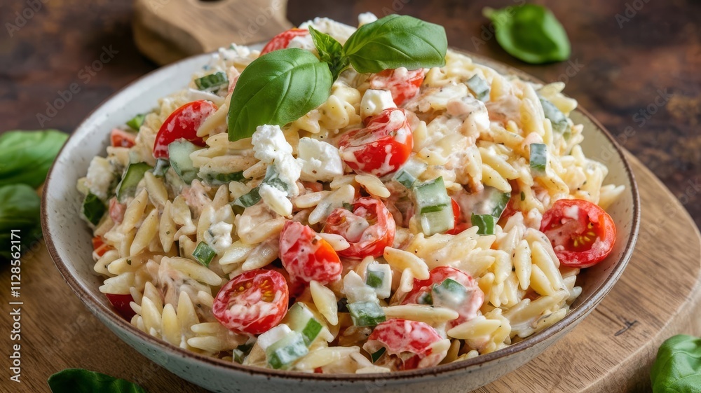 Delicious Orzo Pasta Salad with Cherry Tomatoes and Basil. A fresh and inviting orzo pasta salad featuring cherry tomatoes, cucumber, and creamy dressing, perfect for healthy meals or gather... Delicious Orzo Pasta Salad with Cherry Tomatoes and Basil. A fresh and inviting orzo pasta salad featuring cherry tomatoes, cucumber, and creamy dressing, perfect for healthy meals or gather...