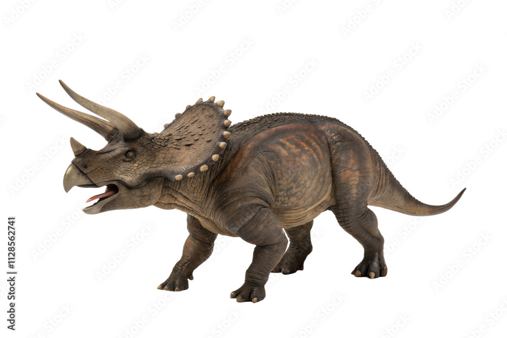 Fototapeta premium Triceratops dinosaurs toy isolated on white background with clipping path.