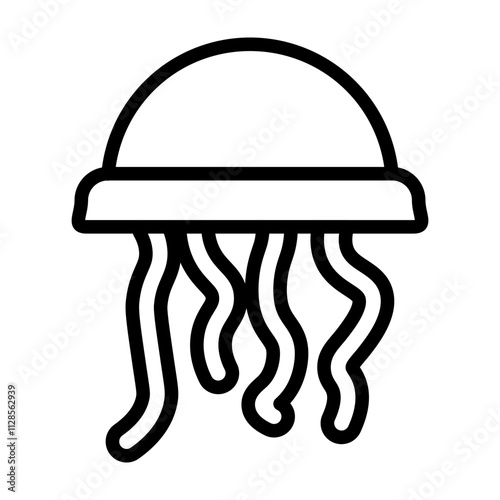 Jelly Fish Vector Line Icon Design